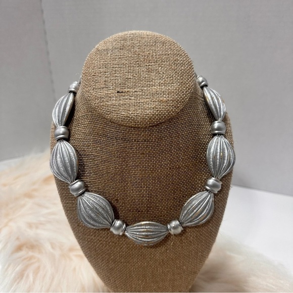 Vintage 1990's Chunky Silver Modern Statement Collar Necklace - Picture 8 of 14